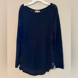 Arizona Jean Company Black sweater with lace detail, size small